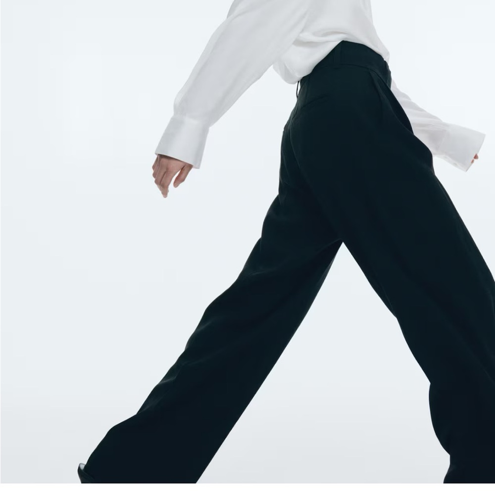 H&M Edition Black Wide-Leg High-Waist Trousers Pants Sz 14 - Picture 2 of 5